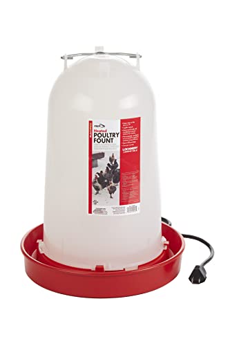 API 3 Gallon Heated Chicken or Bird Waterer with Overheating Protection, Galvanized Steel Handle, and Easy to Fill Funnel Design, White | Drinking Water Tank Trough with Overheating Protection, Galvanized Steel Handle, and Easy to Fill Funnel Design