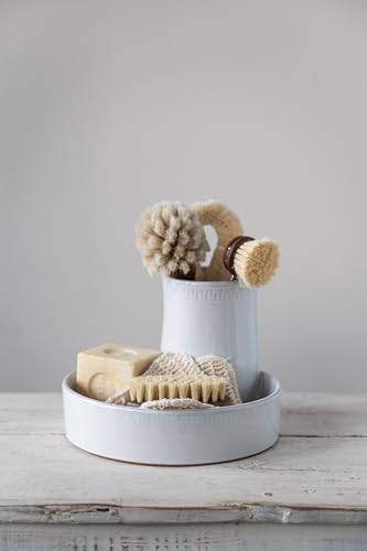 Beech Wood Dish Brush w Leather Strap, Dark Brown, (Pack of 12) - size: Pack of 12