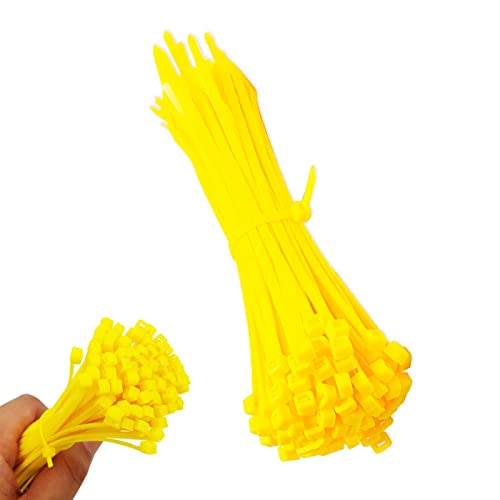 Zip Ties, 100pcs Yellow Zip Ties 8 Inch, Plastic Ties Small Zipties Cable Tie Wraps, Multi-Purpose Cable Management Ties, Self-Locking Ziptie for Office and Home(Can bear 30lb) - color: Yellow, size: 8" (100 Pack)