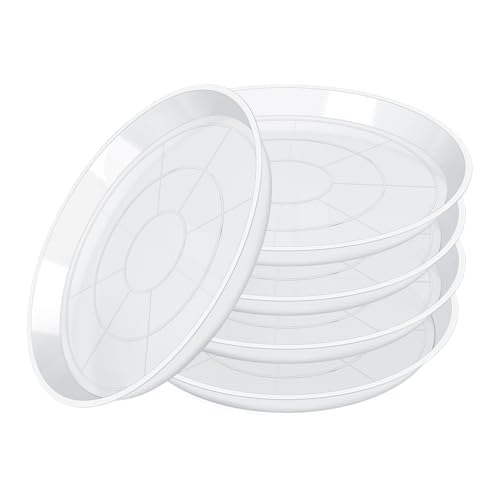 Plant Saucers 3 4 5 6 7 8 9 10 11 12 14 Inch, 5 Pack Clear Plastic Plant Trays for Pots, Durable Plant Water Catcher Tray for Indoors Outdoors (14", Clear) - size: 14 INCH