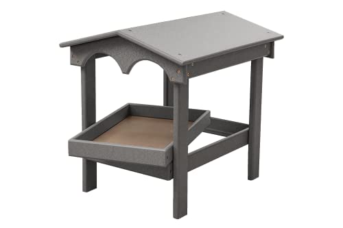 DutchCrafters Recycled Plastic Poly Large Raised Platform Covered Ground Fly Through Bird Feeder with Removable Seed Tray for Outdoors - USA Amish Made (Dark Gray) - color: Dark Gray