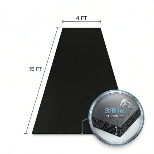 Flooring Inc's 1/4" Thick Tough Rubber Flooring Roll | Flexible Recycled Rubber Floor Mats for Home Gym | Heavy Duty Rubber Mat for Home Gyms, Sheds, Horse Stall Mat or Trailer - color: Black, size: 180"L x 48"W x 0.4"Th