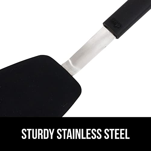 GORILLA GRIP BPA-Free Silicone Spatula for Non Stick Frying Pan, Heat Resistant Flexible Head, Patented Soft Comfortable Handle, Non-Scratch Kitchen Turner, Flip Burgers, Pancakes, 11.6 in, Black - color: Black