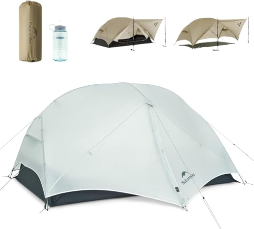 Naturehike Mongar 2 Person UL Camping Tent | PU2000mm+ Waterproof 1-2 Person Backpacking Tent, Ventilation System, Multi-Mode Double-Layer Freestanding for Hiking Travel - color: Grey, size: 2 person