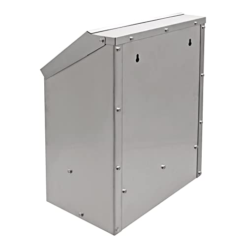Galvanized Steel Chicken Feeders No Waste Poultry Food Dispenser | 25 Lbs Weatherproof Wall Mount Poultry Feeder with Lid, No Assembly Required, for Chickens, Ducks, Geese and Turkeys