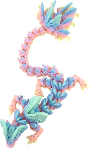3D Printed Articulated Pastel Rainbow Butterfly Dragon, Home/Office/Desktop Decor, Flexible Sensory Toy, Unique Gift, Insect Lover Gift. (9.5 Inch Dragon with Dragon Scale Egg) - style: 9.5 Inch Dragon with Dragon Scale Egg