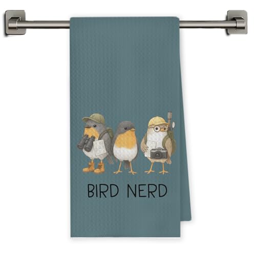 Chicimln Funny Bird Kitchen Towels, Gifts for Birds Lovers Watchers Decorative Hand Towels for Bathroom, Bird Nerd Dish Tea Towel Drying Cloth for Kitchen Decor, 16x24 Inch(Blue) - color: Blue