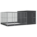 Galvanized Steel Aviary with Extension Silver | Walk In Bird Cage, Lockable Door, Steel Mesh Grid, Suitable For Rabbits Ducks Chickens - size: 195.7" x 119.3" x 85"