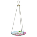 Alpine Corporation KBD150 Outdoor Hanging Glass Bird Feeder and Birdbath, Floral and Hummingbird Design with Chain, 10" W, Red/Green - style: Floral and Hummingbird