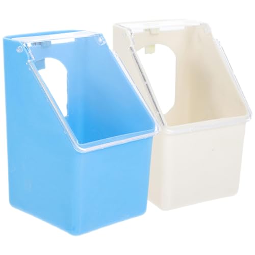 BESTonZON 2pcs Hanging Pigeon Feeder with Lid, Small Plastic Feeding Bowl and Water Container for Bird Cages, Multifunctional Poultry Feeder for Pet Birds and Pigeons