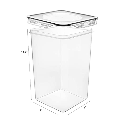 M MCIRCO Extra Large 4 Pack, 6.5L/7qt/220oz Tall Food Storage Containers | Plastic Airtight Kitchen Pantry Storage Containers for Flour, Sugar, Airtight, BPA Free, Food Grade Material - size: 6.5L