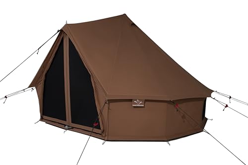 WHITEDUCK Regatta Canvas Bell Tent - w/StoveJack, Waterproof, 4 Season Luxury Camping and Glamping Yurt Tent Outdoor - color: Desert Red, size: 16.5' (5M), Water Repellent