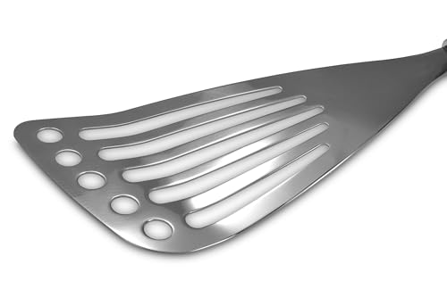 Stainless Steel Fish Spatula Slotted Turner 12" Seki Japan | Right Handed Stainless Steel Spatula Wide Thin Slotted Turner Kitchen Utensils - color: Stainless Steel, size: for Right-handed