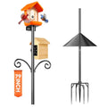 Smart Bird Feeder Pole Stand with Proof Squirrel Baffle 79" - Dia 1 Inch Bird House Pole Mount for Camera Birdfeeder, Double Hooks, Install 2 Bird Houses, Feeding Station Outdoors Heavy Duty - size: 79IN