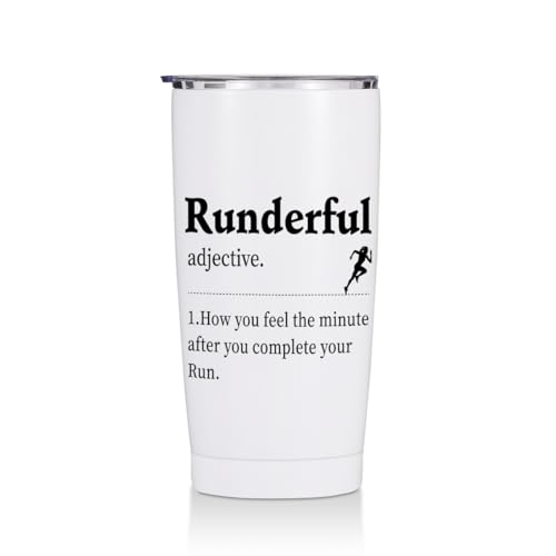 Running Gifts for Women Men 20 oz Tumbler, Runners Gifts for Runners Mom | Runderful Stainless Steel Insulated Water Bottle, Running Themed Insulated Travel Coffee Mugs - color: Multi 1464