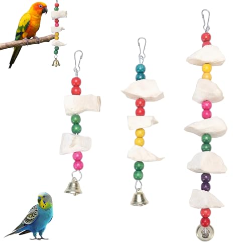 Cuttlebone for Birds, 3 Pack Natural Calcium Supplement and Beak Maintenance Toys, Bird Cage Accessories for Parakeets Small to Medium Pet Birds, Interactive Play and Nutritional Support