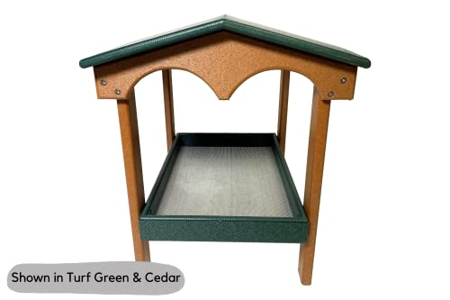 DutchCrafters Large Plastic Poly Covered Ground Feeder with Mesh Seed Tray, Platform Bird Feeder, Outdoor Ground Fly Through - Amish Made in America (Light Gray) - color: Light Gray