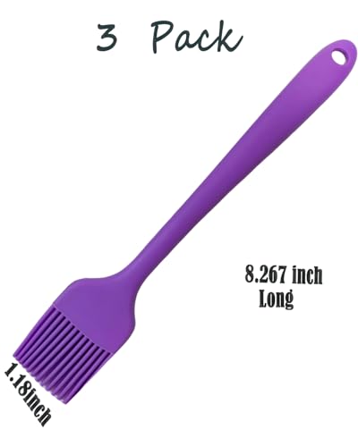 Purple Silicone Pastry Basting Brush - Food Grade BPA Free, Heat Resistant Up to 660°F/315°C, Dishwasher Safe Cooking Brush for Baking, BBQ, Grilling, Sauce,Butter,Cake & Bread - color: Purple