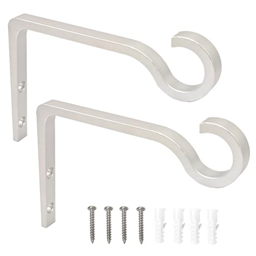 6inch Al-Alloy Hanging Plant Bracket Silver-Anodized 2 Pack | Rust-proof | Max 22lb Load | Shepherd Hooks | Hanging Bird Feeder, Lantern, Flower Basket, Outdoor Indoor, Screws & Anchors - color: Silver Anodized, size: 6in Aluminum Alloy