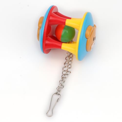Hypeety Parrot Colorful Ball Toys with Bell Cage Hanging Chewing Ball Toy | With jingle bell inside, durable, chewproof plastic, easy-hanging, for parakeet/conure/cockatiel/small medium bird, 1 ball, A - color: A