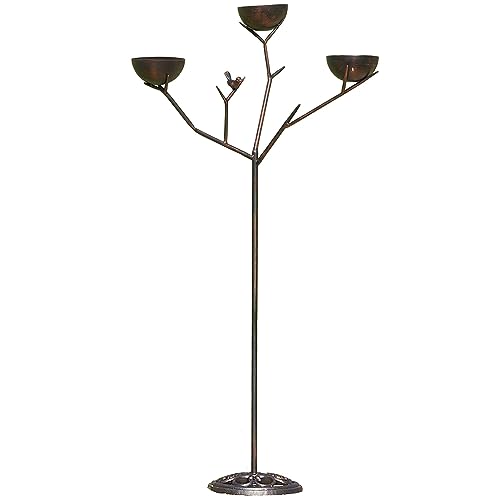 Bernini Alberto 58" Tall Metal Bird Feeder, Free Standing Tree Branch Yard Art, Holds 3 lbs Bird Seed, Comes With Cast Iron Weighted Base