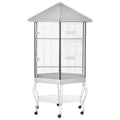 PawHut 44" Hexagon Covered Canopy Portable Aviary Flight Bird Cage With Storage | Hexagon