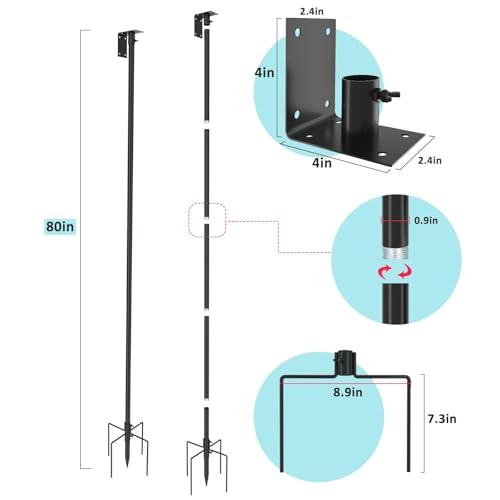 ERYTLLY Bird House Pole Mount Kit 80 Inch - Adjustable Hummingbird Bird Feeder Post Support Rod Universal Stand Set with 5 Prongs for Outdoor, Yard, Garden Decor, Black - size: 80 in with Mount Kit