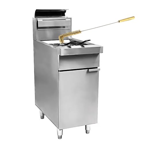 SUNRISE Fryer Brush with Long Handle (Brass, L, Single, and Double Brush) - color: Brass, size: L, Single, and Double Brush