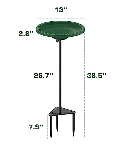 Bird Baths for Outdoors Heavy Duty, 38.5 Inch Detachable Birdbaths for The Garden Clearance, Bird Bath Bowl Spa & Birdfeeder with Metal Stake Stand for Outdoors Garden, Circle Style (Green) - color: Green