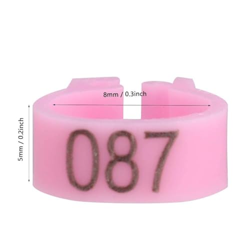 100PCS/Bag 8MM Plastic Pigeon Bands Rings, 001-100 Numbered Plastic Pigeon Bird Leg Bands Rings with Number()