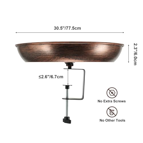Edenseelake Deck Mounted Metal Bird Bath with Solar Powered Fountain for Outside, Detachable Birdbaths Bowl with Adjustable Steel Clamp for Feeder Railing Balcony Fence Yard