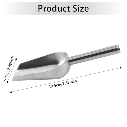 4 Pack Stainless Steel Ice Scoop with Long Handle, 6 Oz Multi Purpose Scooper for Ice Machine, Dog Food, Flour, Nuts, Pulses, Ideal Kitchen Bar Party Freezer Accessory - size: 4 PCS
