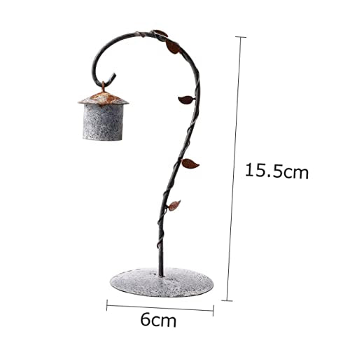 BESPORTBLE Rustic Iron Birdcage Hanging Rack Floor Stand for Micro Landscape Decor Vintage Wrought Iron Adornment for Indoor and Outdoor Use Flexible Design for Garden and Home