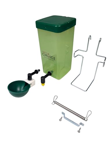 Hen's Choice™ 1L (32 oz) Drinker W/Cup, Nipple, & Wire Bracket for Chicks & Small Animals, Chicken Waterer, Green - color: Green/White