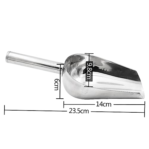 Cabilock Stainless Steel Farm Feeding Scoop 9.25 Inch Multi-Purpose Livestock Feed Shovel with Ergonomic Handle for Grain Rice Ice Sugar Flour