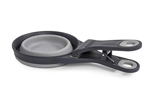 Dexas Popware for Pets Collapsible Klip Scoop, 3-in-1 Pet Food Scoop, Measuring Cup and Bag Clip, 1 Cup Capacity, Light Gray - color: Light Gray, size: 1 Cup Capacity