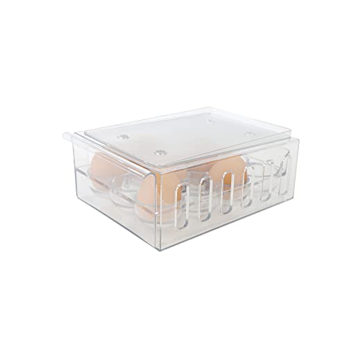 Mind Reader Egg Storage Drawer for Refrigerator, Fridge Organizer, Stackable, Bin, 6.75"L x 8.75"W x 3.5"H, Set of 2, Clear