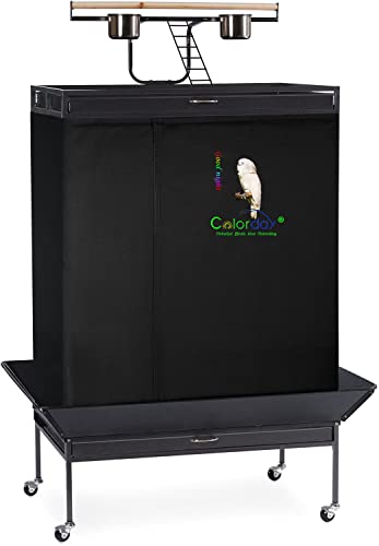 Colorday Good Night Bird Cage Cover for Large Bird Cage with Play Top (Patented), (Extra Large, Black) - color: Black, size: Extra Large