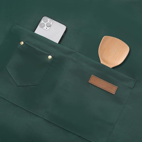 Tosewever Art Aprons for Women Painting Pottery Baking, Mens Buckle Straps Kitchen Apron with Pockets for Chef Cooking - color: Green