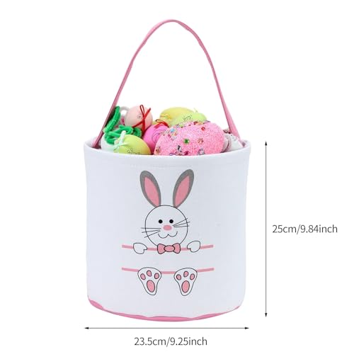 XinblueCo Baseball Basket Easter Baskets for Canvas Easter Egg Hunt Baskets - color: Th-pink New