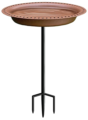 Extra-Large Freestanding Birdbaths Bowl, Detachable Decoration Spa with Metal Stake Stand & Birdfeeder for Outdoor Garden, Oval Style, Chocolate - color: Chocolate, size: 1-¼ gal