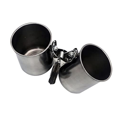2Pcs Stainless Steel Birds Feeder Drinking Bowl Water Cup for Parrots Macaws and Other Birds Durable Clip Feeding Bowls for Easy Access and Cleaning