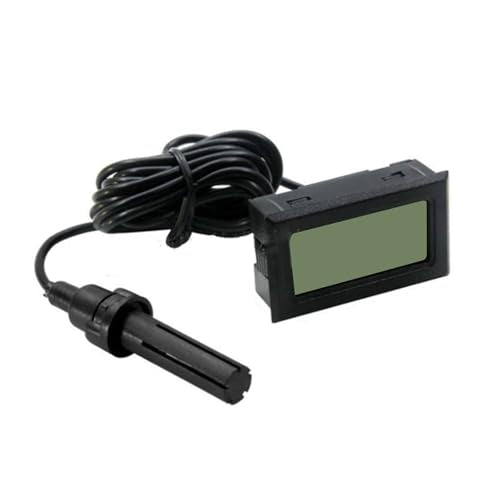 Digital Thermometer Hygrometer with Probe, LCD Display Temperature Humidity Meter for Indoor Incubator Reptile Plant Terrarium, Embedded Installation, Wide Range 10 to 99