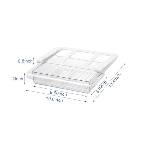 Pull-Out Fridge Drawer Organizer - Under Shelf Storage Bins for Cheese Slices, Deli Meat & Small Items - Space Saving Refrigerator Organizer (2" Height x 8.66" Width) - size: 2" Height x 8.66" Width