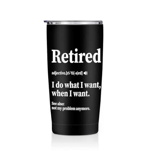 Retirement Gifts for Men 20 oz Tumbler, Retired Gifts Travel Coffee Mugs | Funny Retired Party Stainless Steel Insulated Tumbler, Best Gifts for Fathers Day Women Coworkers Christmas Birthday Gifts - color: Multi 1467