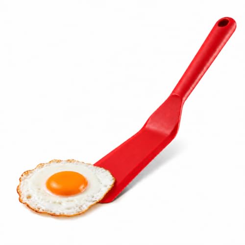 Pancake Flipper Spatula - Non-Stick - Heat Resistant Egg Spatula for Kitchen Uses, Baking, Cooking, and Mixing - Red - color: Red