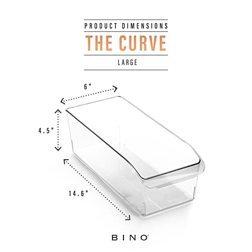 BINO | Plastic Storage Bins, Large | THE CURVE COLLECTION | Multi-Use Fridge / Freezer Organizer | Built-In Handle | BPA-Free | Pantry and Home Organization - size: Large
