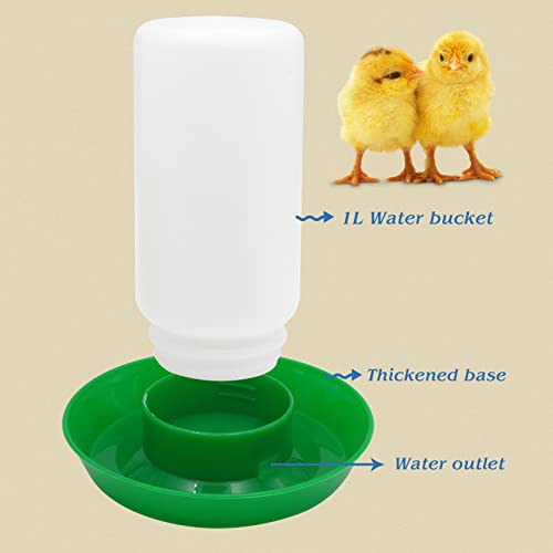 2 in 1 Chick Starter Set, 0.3Gal Feeder & 0.3Gal Waterer Set Green | Chick Feeder and Waterer, Quail Feeder, Duck Feeder, Poultry Waterer, Chicken Feeder and Waterer Set, Baby Chicken Supplies - color: Green