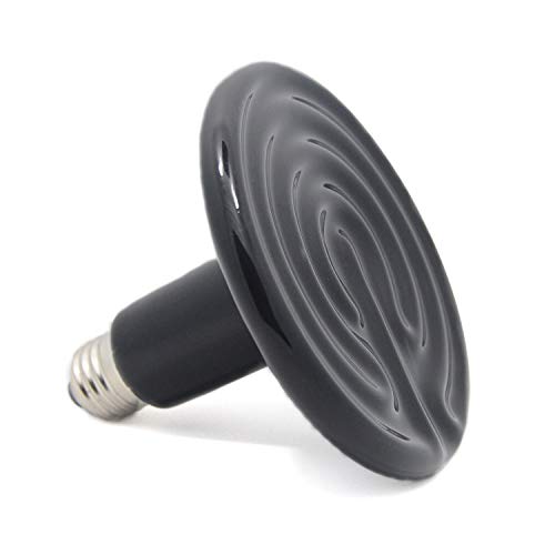 250 Watt Reptile Heat Lamp Bulb, No Light Infrared Ceramic Heat Emitter for Pets Terrarium Brooder Coop, Lizard, Aquarium, Lambs, Snake, Amphibian, Black - color: Black