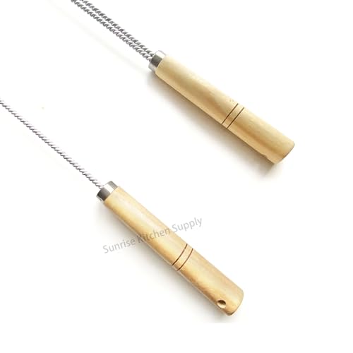 SUNRISE Fryer Brush with Long Handle (Stainless Steel, L and Single Brush) - color: Stainless Steel, size: L and Single Brush